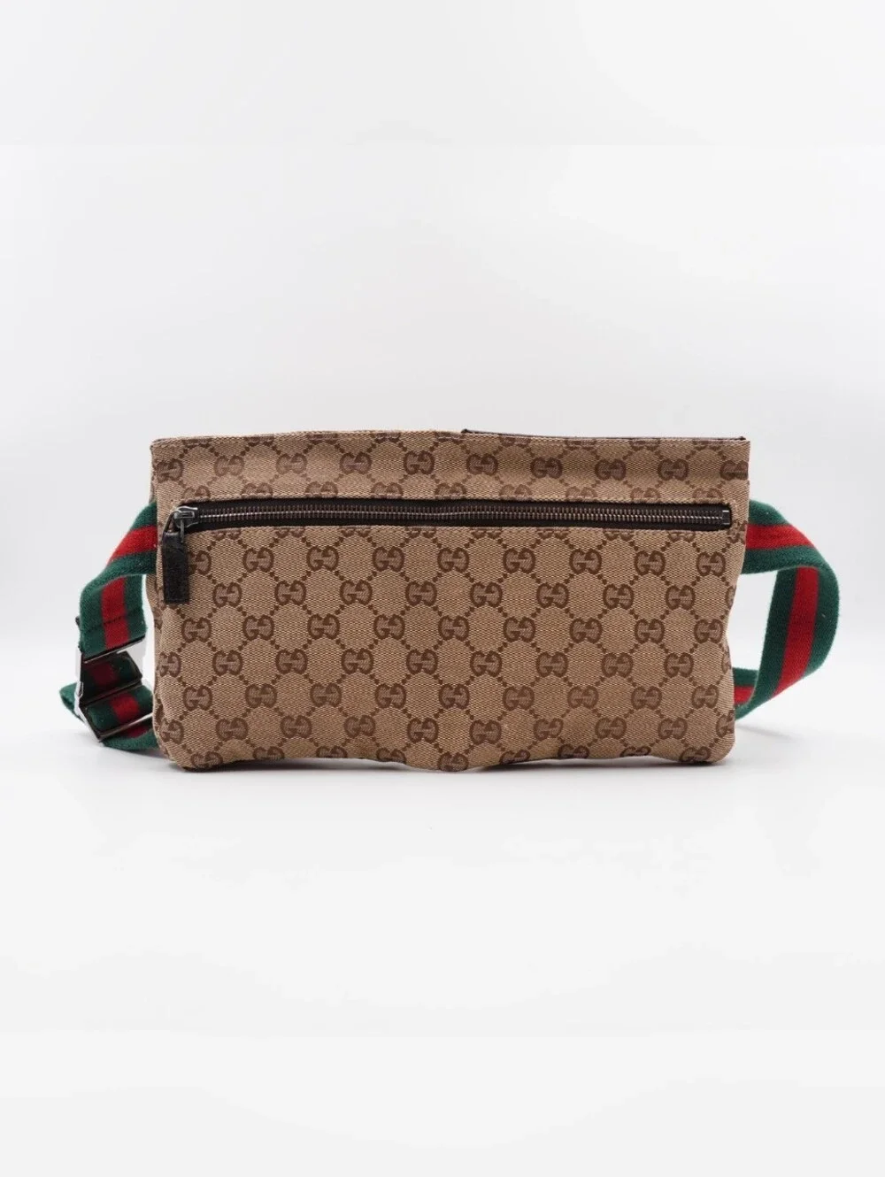 CI43 ❤️ GUCCI GG Monogram Double Pocket Belt Bag